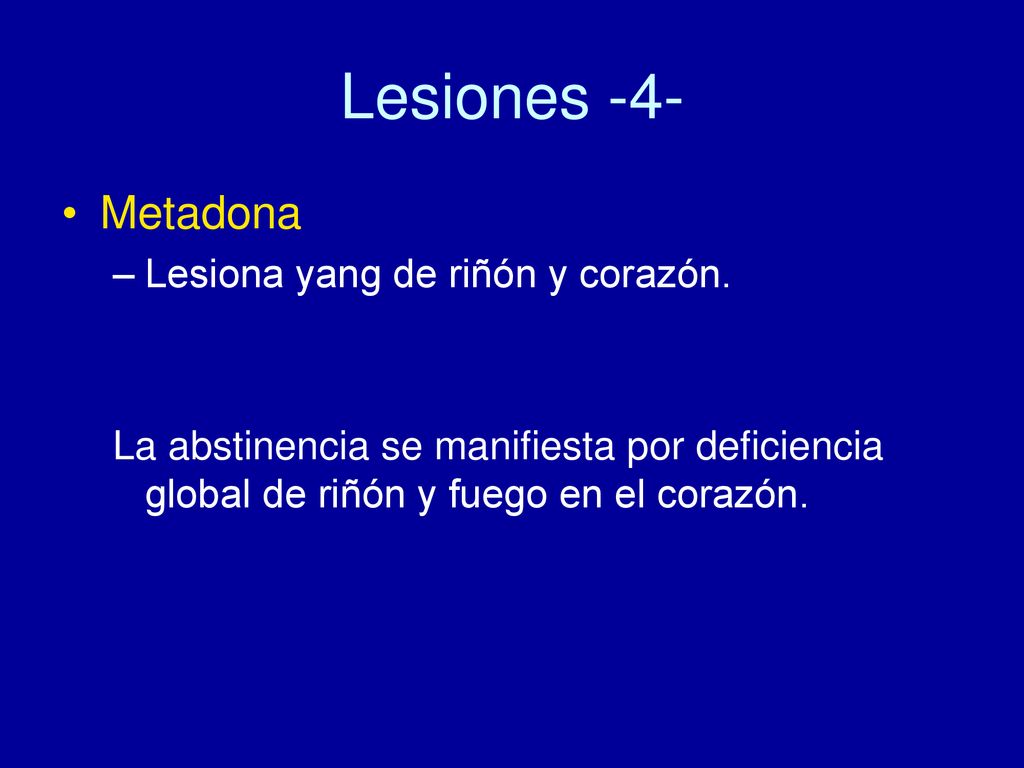 Lesiones -4- Metadona Lesiona yang de riñón y corazón.