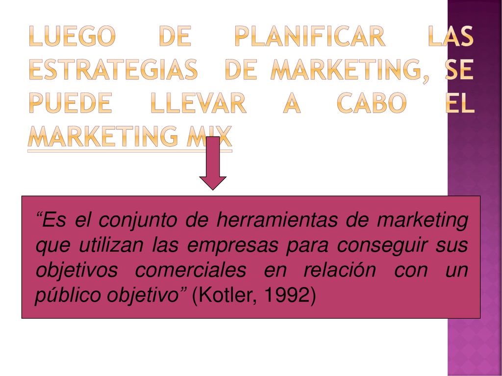 Luego de planificar las estrategias de marketing, se puede llevar a cabo el Marketing Mix