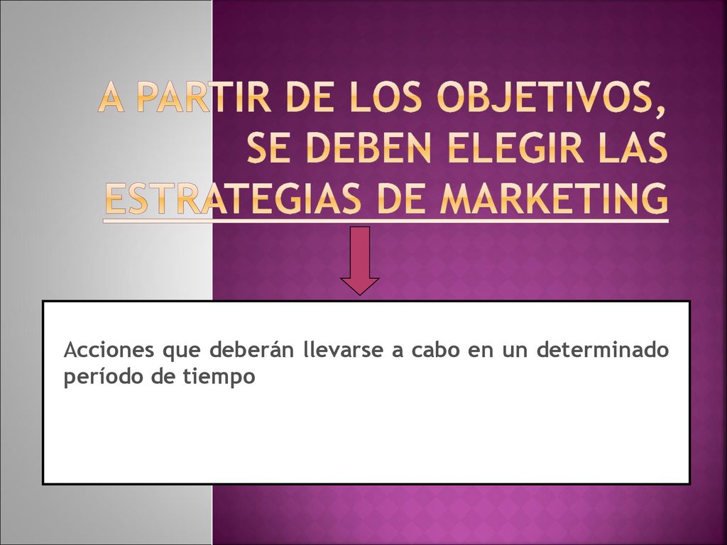 A partir de los objetivos, se deben elegir las estrategias de Marketing