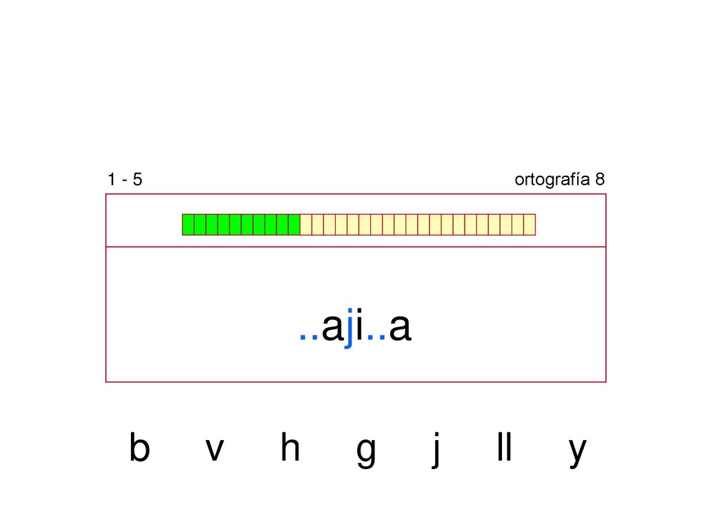 1 - 5 ortografía 8 ..aji..a b v h g j ll y