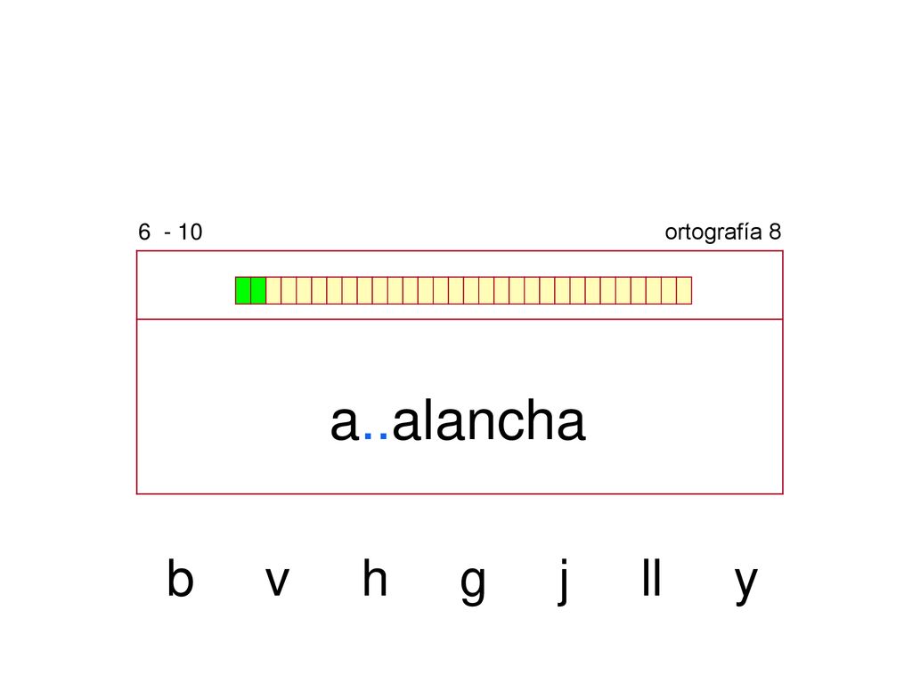 ortografía 8 a..alancha b v h g j ll y