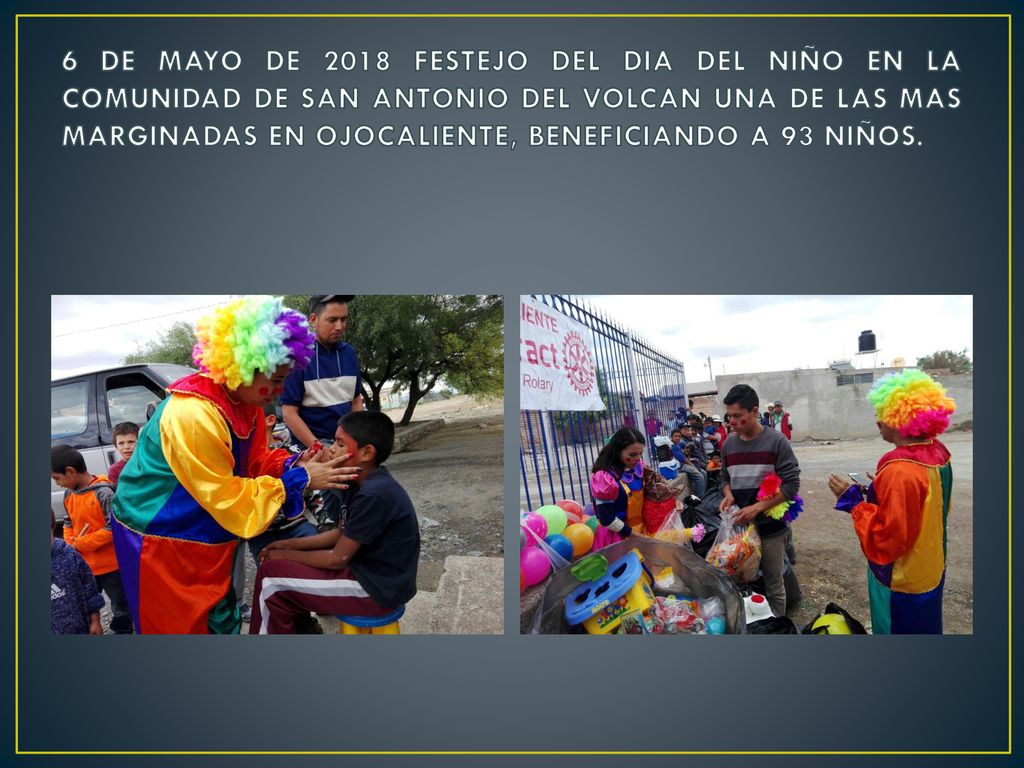 6 DE MAYO DE 2018 FESTEJO DEL DIA DEL NIÑO EN LA COMUNIDAD DE SAN ANTONIO DEL VOLCAN UNA DE LAS MAS MARGINADAS EN OJOCALIENTE, BENEFICIANDO A 93 NIÑOS.