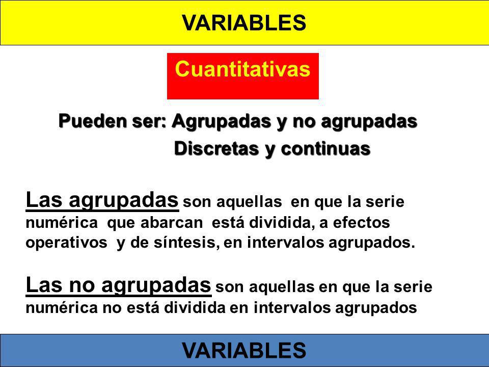 VARIABLES Cuantitativas VARIABLES