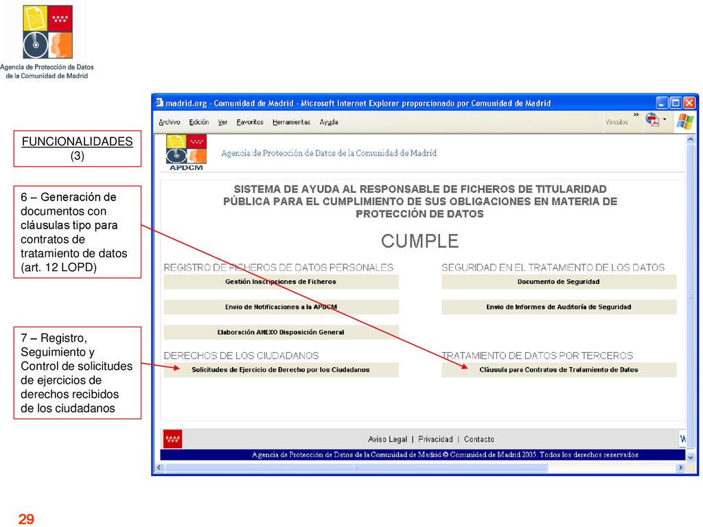 FUNCIONALIDADES (3) 6 – Generación de documentos con cláusulas tipo para contratos de tratamiento de datos (art. 12 LOPD)