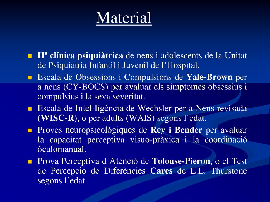 Material Hª clínica psiquiàtrica de nens i adolescents de la Unitat de Psiquiatria Infantil i Juvenil de l’Hospital.