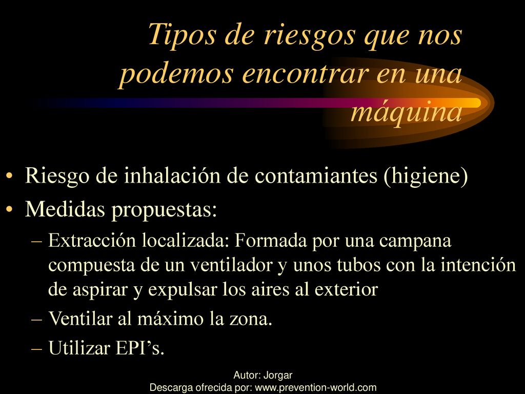 Tipos de riesgos que nos podemos encontrar en una máquina