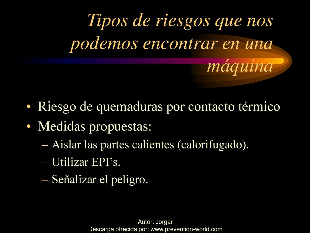 Tipos de riesgos que nos podemos encontrar en una máquina