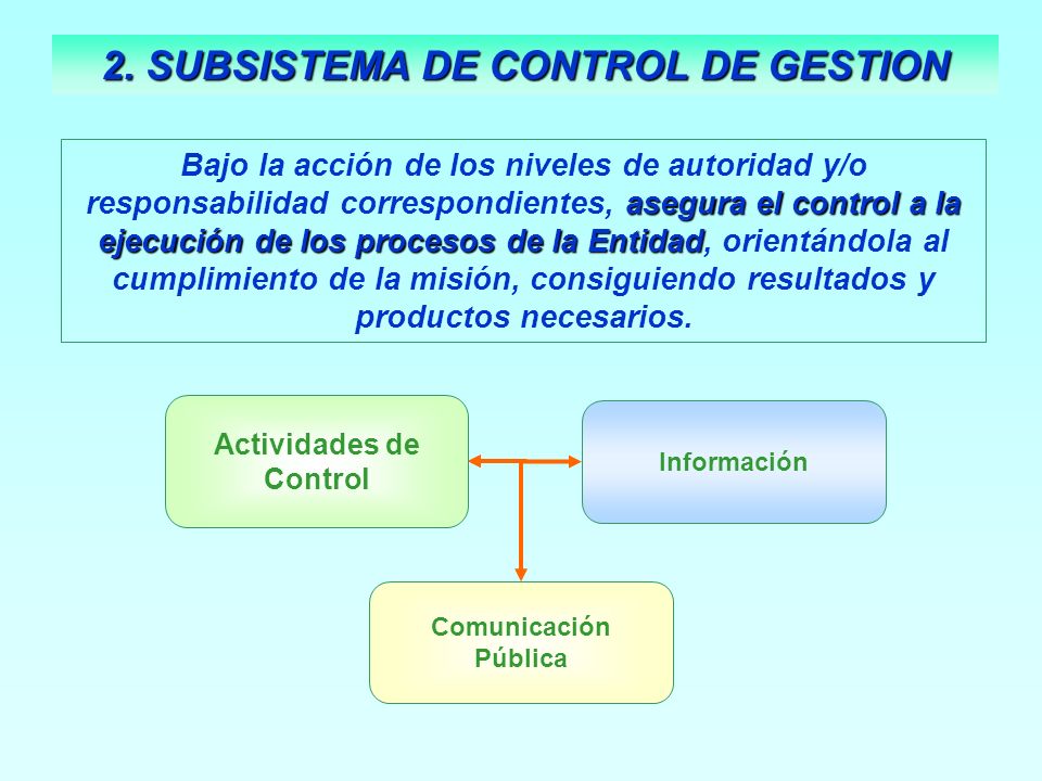 2. SUBSISTEMA DE CONTROL DE GESTION Actividades de Control