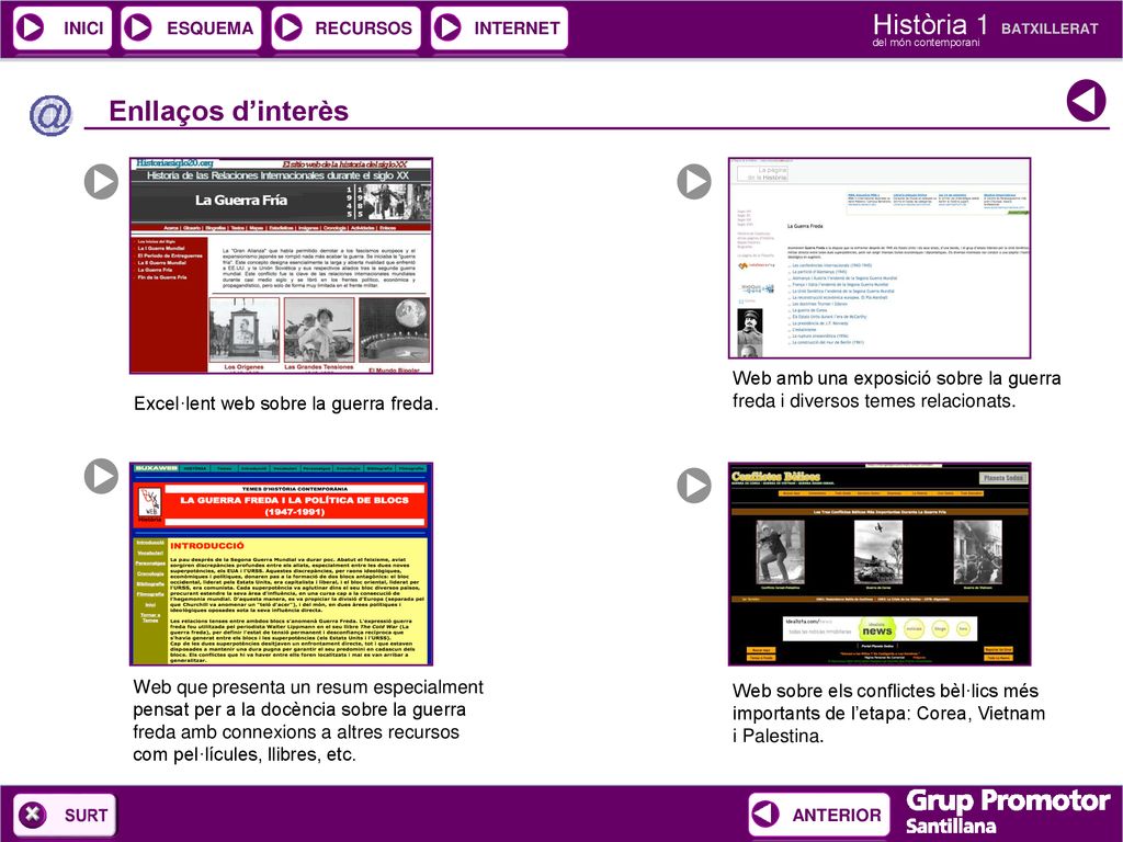 Enllaços d’interès Web amb una exposició sobre la guerra freda i diversos temes relacionats. Excel·lent web sobre la guerra freda.