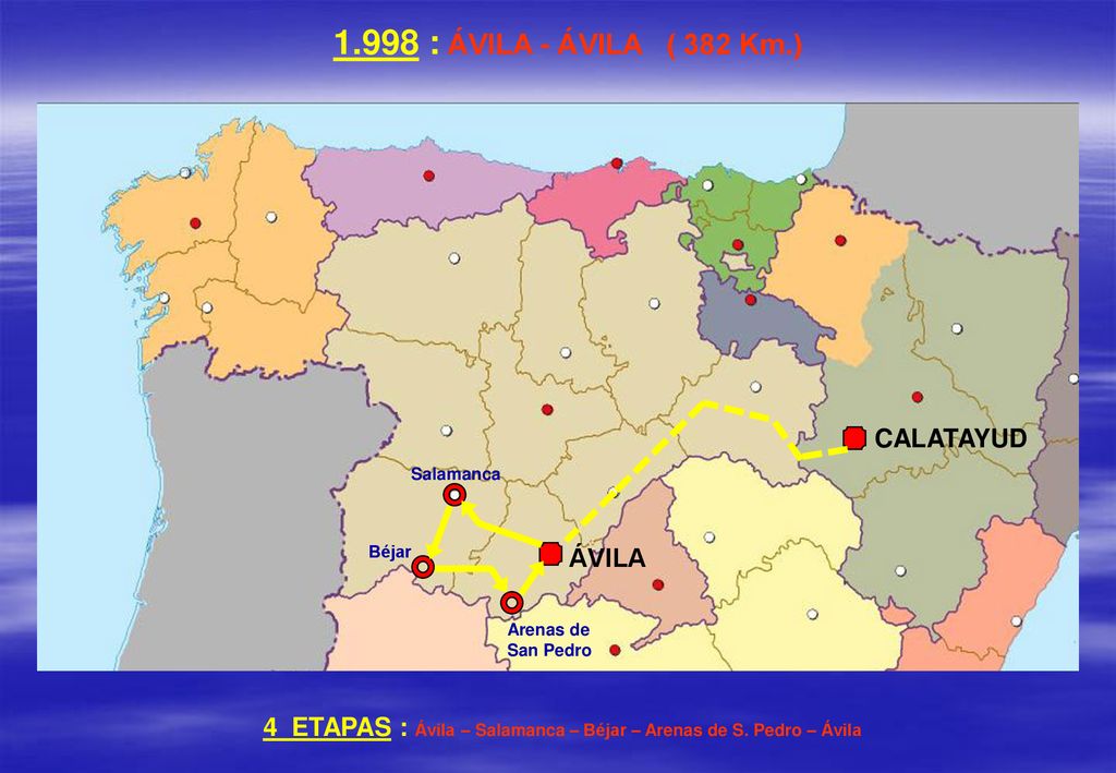 4 ETAPAS : Ávila – Salamanca – Béjar – Arenas de S. Pedro – Ávila