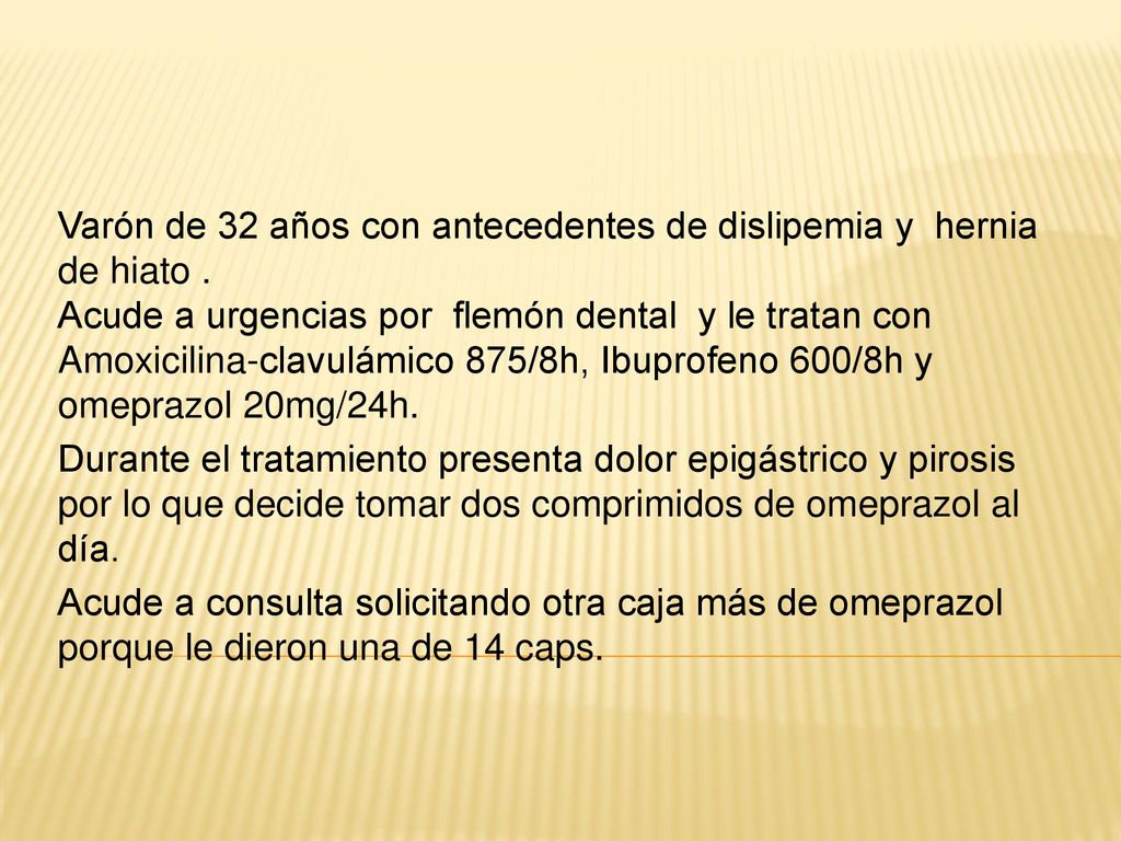 Varón de 32 años con antecedentes de dislipemia y hernia de hiato