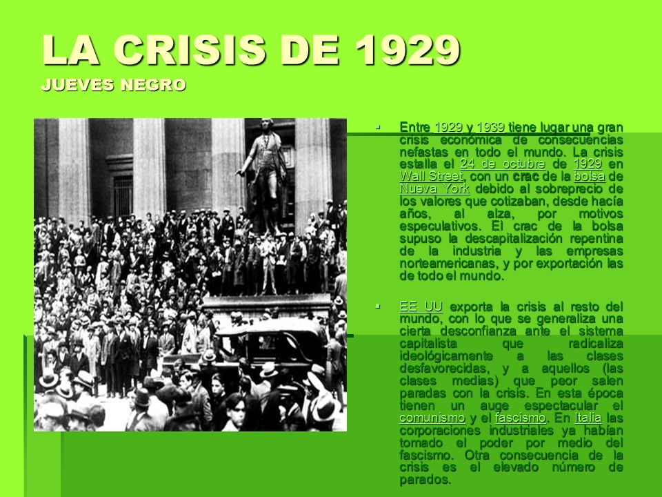 LA CRISIS DE 1929 JUEVES NEGRO