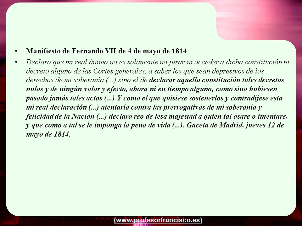 Manifiesto de Fernando VII de 4 de mayo de 1814
