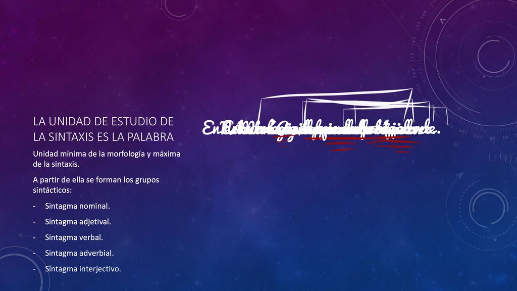 La unidad de estudio de la sintaxis es la palabra