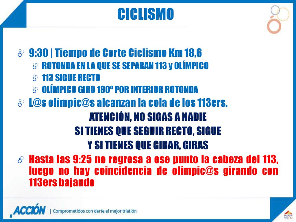 ciclismo 9:30 | Tiempo de Corte Ciclismo Km 18,6