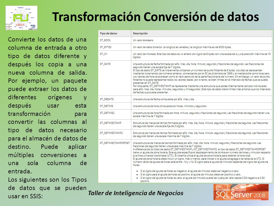 Transformación Conversión de datos