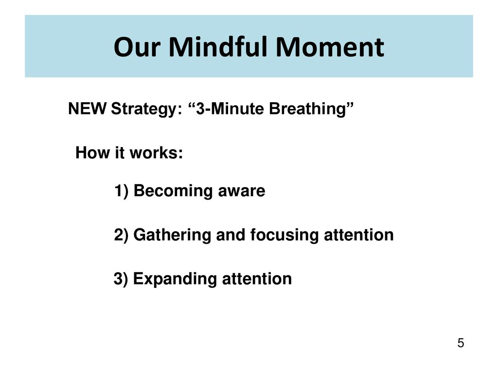 Our Mindful Moment NEW Strategy: 3-Minute Breathing How it works: