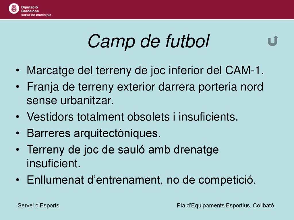 Camp de futbol Marcatge del terreny de joc inferior del CAM-1.