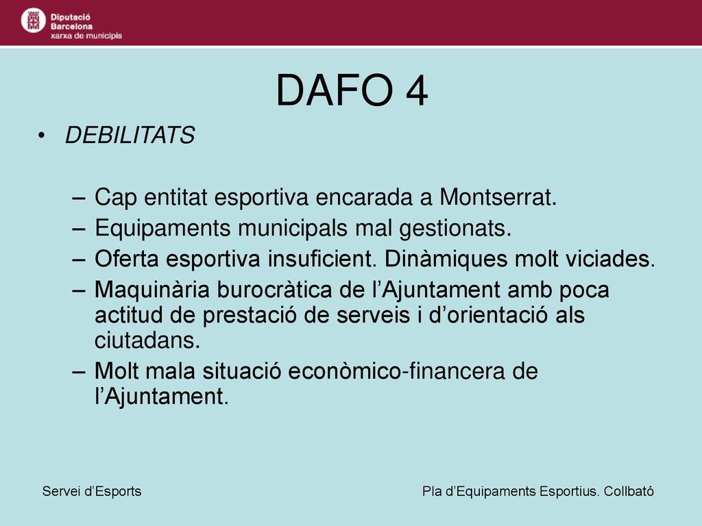 DAFO 4 DEBILITATS Cap entitat esportiva encarada a Montserrat.