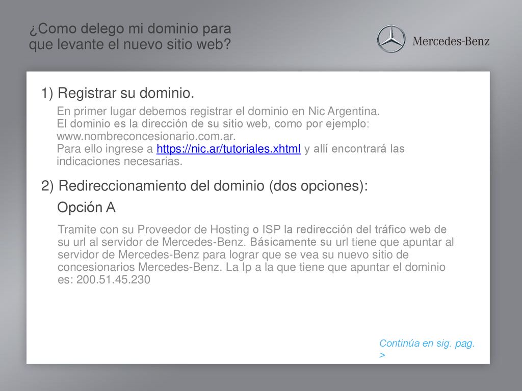 ¿Como delego mi dominio para que levante el nuevo sitio web
