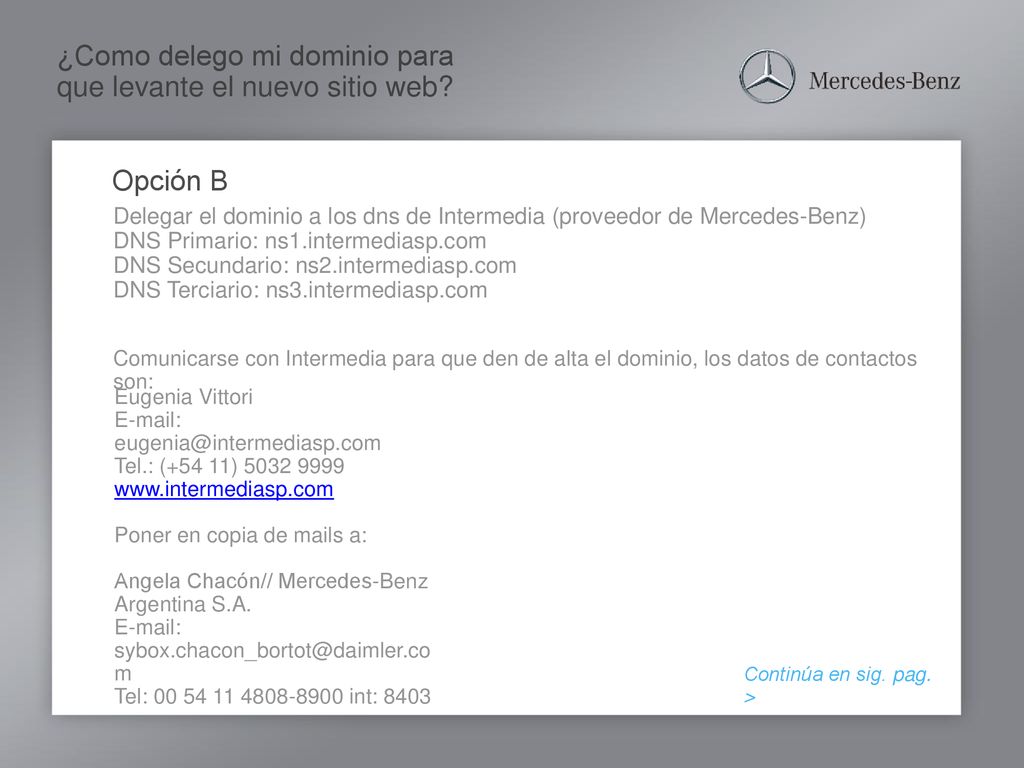 ¿Como delego mi dominio para que levante el nuevo sitio web