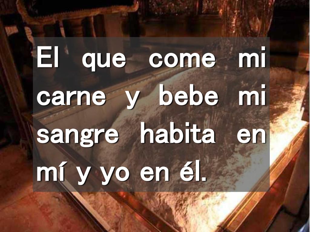 El que come mi carne y bebe mi sangre habita en mí y yo en él.