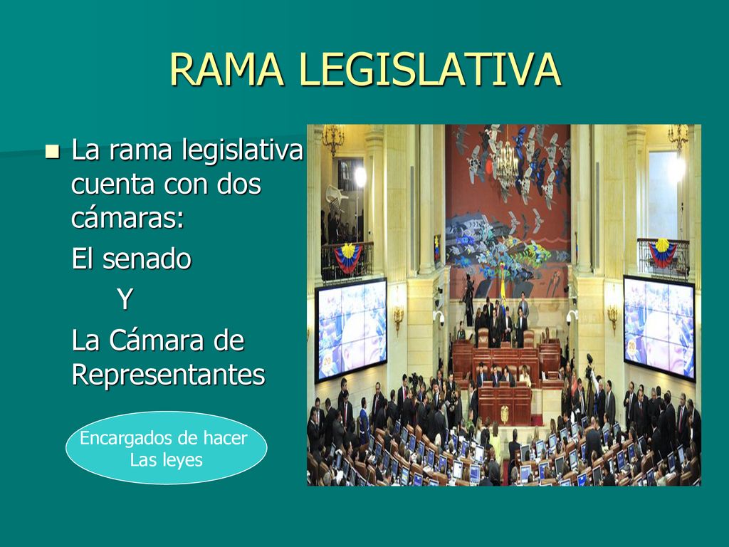 RAMA LEGISLATIVA La rama legislativa cuenta con dos cámaras: El senado