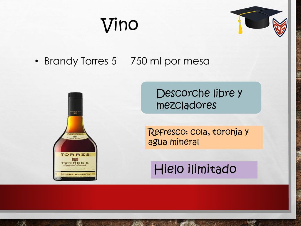 Vino Hielo ilimitado Brandy Torres ml por mesa