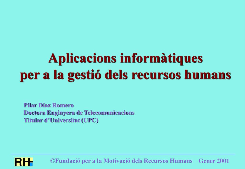 Aplicacions informàtiques per a la gestió dels recursos humans