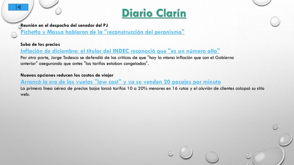 Diario Clarín Reunión en el despacho del senador del PJ. Pichetto y Massa hablaron de la reconstrucción del peronismo
