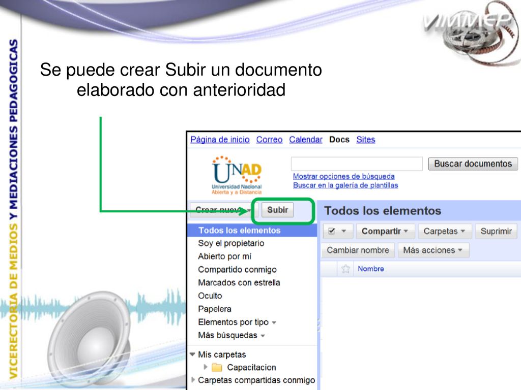 Se puede crear Subir un documento elaborado con anterioridad