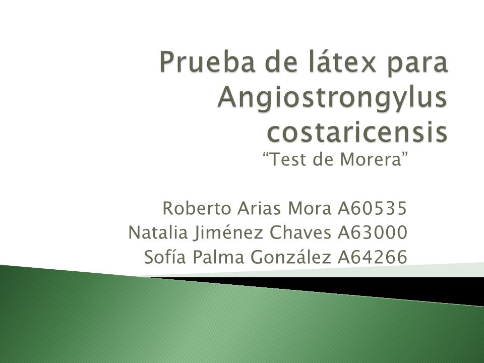 Prueba de látex para Angiostrongylus costaricensis