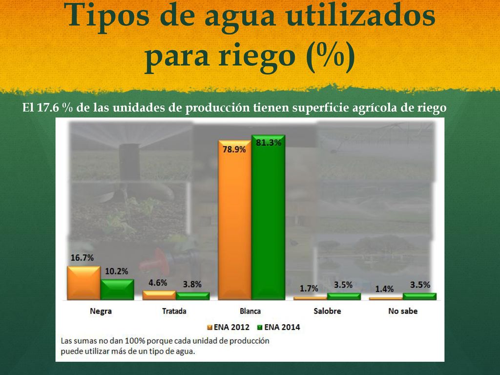 Tipos de agua utilizados para riego (%)
