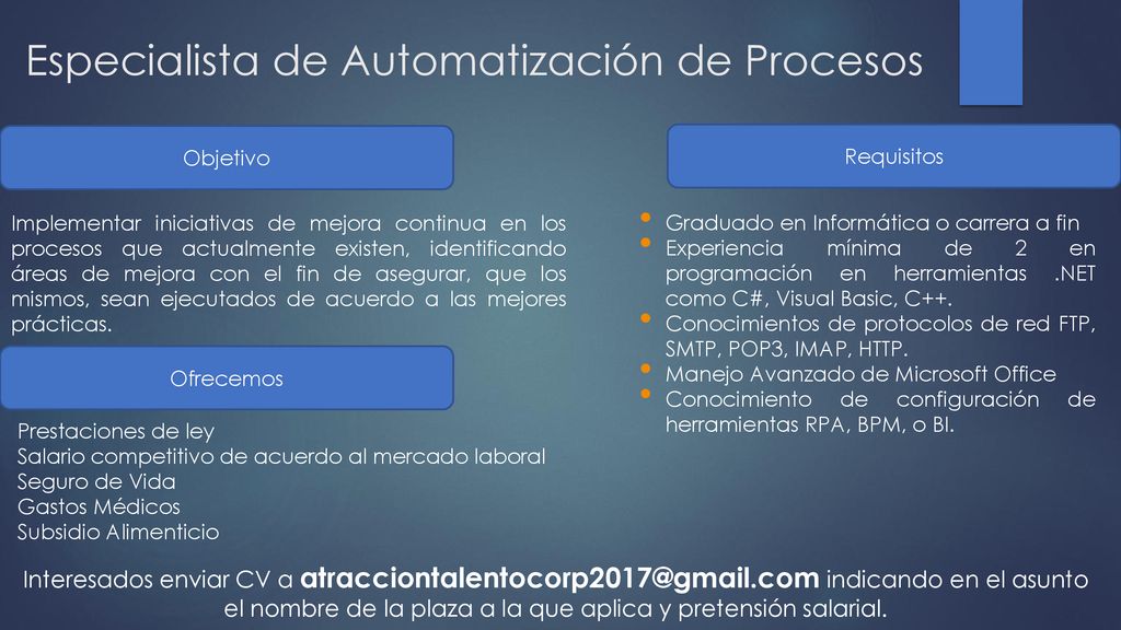 Especialista de Automatización de Procesos