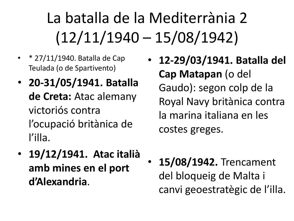 La batalla de la Mediterrània 2 (12/11/1940 – 15/08/1942)