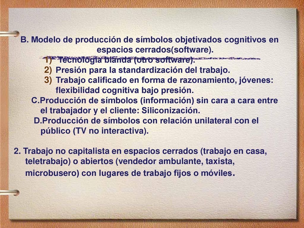 B. Modelo de producción de símbolos objetivados cognitivos en espacios cerrados(software).