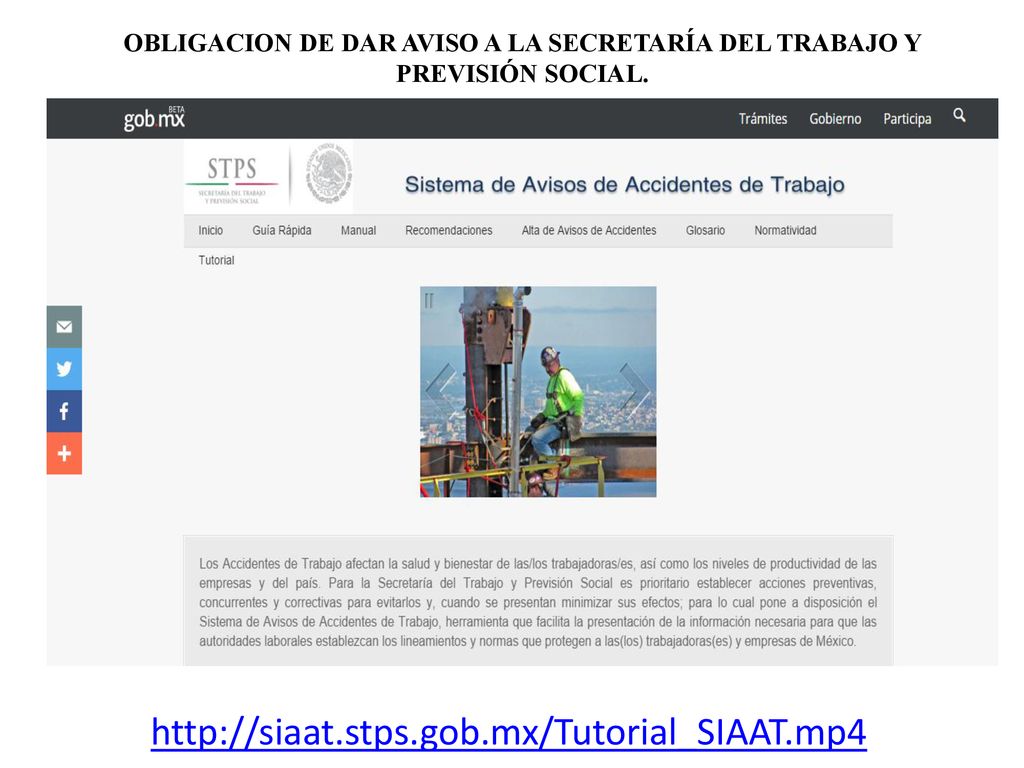 OBLIGACION DE DAR AVISO A LA SECRETARÍA DEL TRABAJO Y PREVISIÓN SOCIAL.