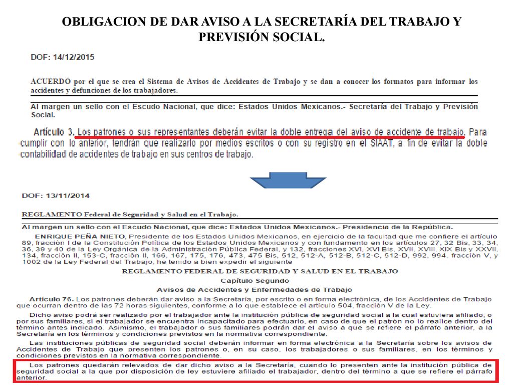 OBLIGACION DE DAR AVISO A LA SECRETARÍA DEL TRABAJO Y PREVISIÓN SOCIAL.