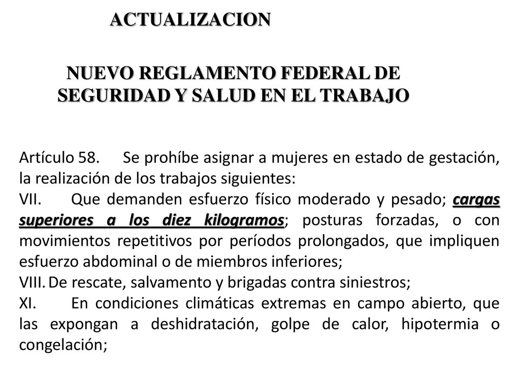 NUEVO REGLAMENTO FEDERAL DE SEGURIDAD Y SALUD EN EL TRABAJO