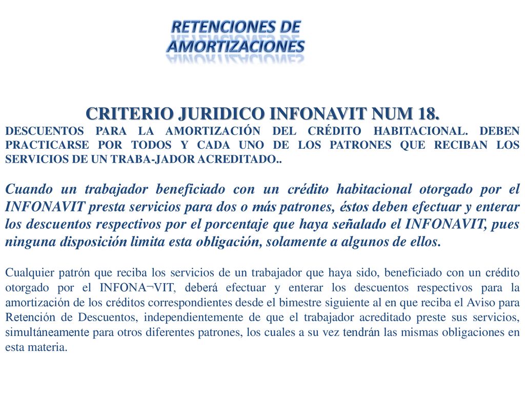 CRITERIO JURIDICO INFONAVIT NUM 18.
