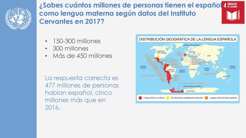 ¿Sabes cuántos millones de personas tienen el español como lengua materna según datos del Instituto Cervantes en 2017