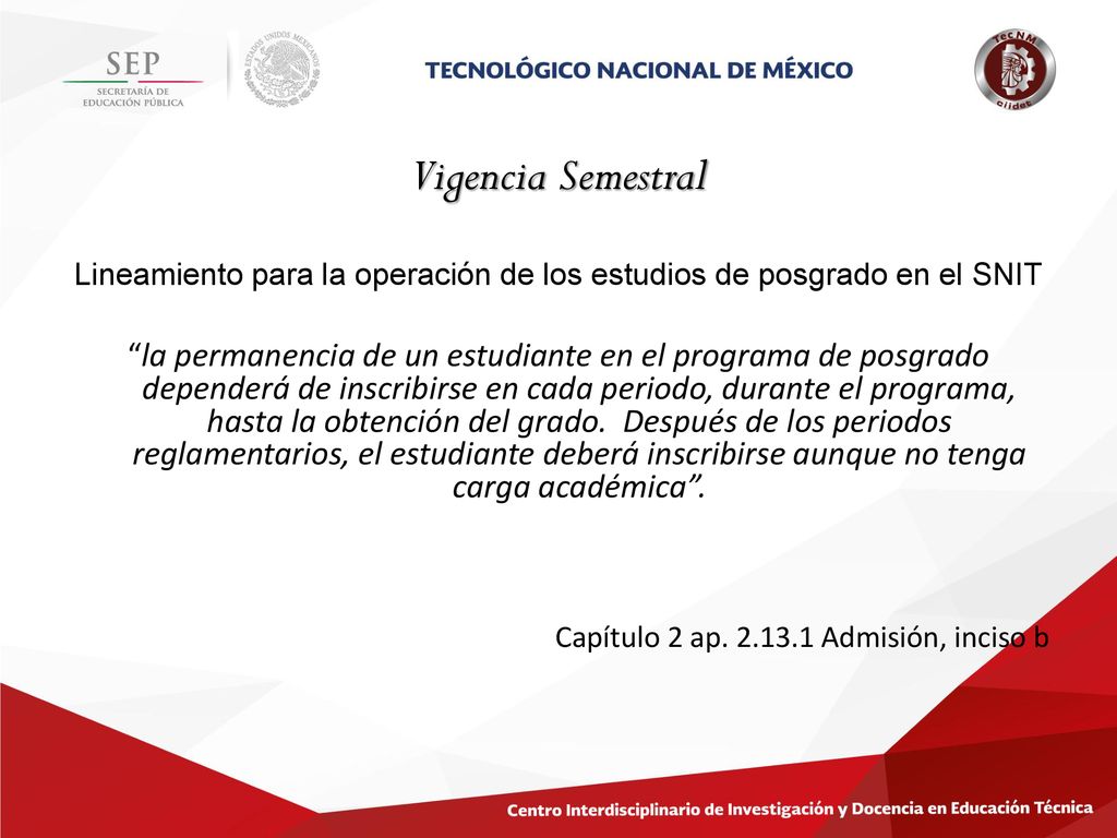 Lineamiento para la operación de los estudios de posgrado en el SNIT