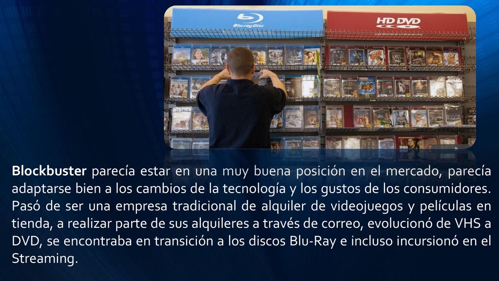 Blockbuster parecía estar en una muy buena posición en el mercado, parecía adaptarse bien a los cambios de la tecnología y los gustos de los consumidores.