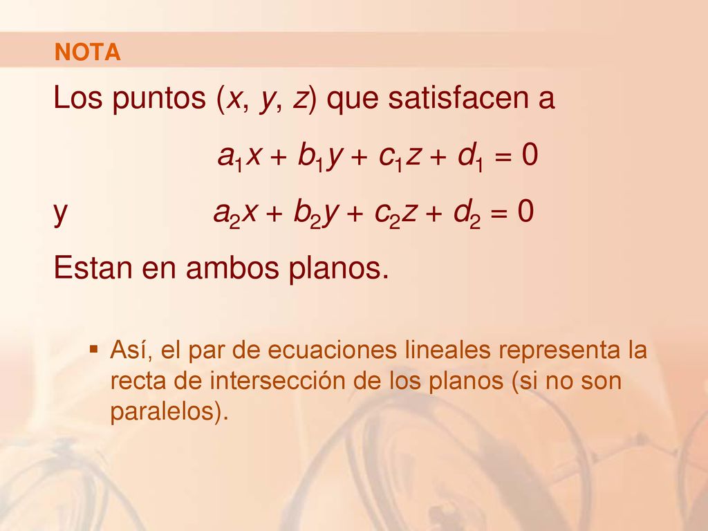 Los puntos (x, y, z) que satisfacen a a1x + b1y + c1z + d1 = 0
