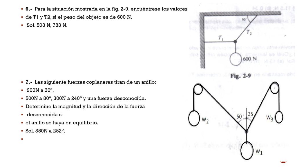 6.- Para la situación mostrada en la fig. 2-9, encuéntrese los valores