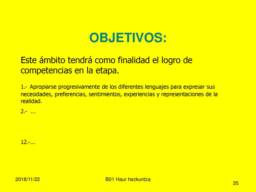 OBJETIVOS: Este ámbito tendrá como finalidad el logro de competencias en la etapa.