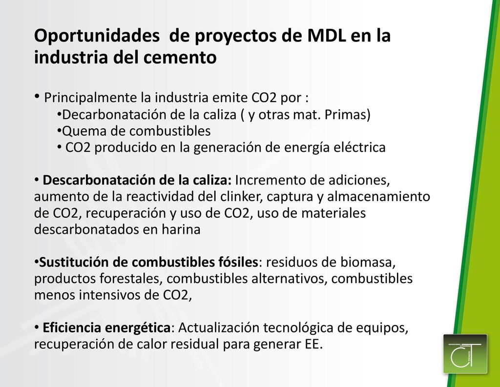 Oportunidades de proyectos de MDL en la industria del cemento