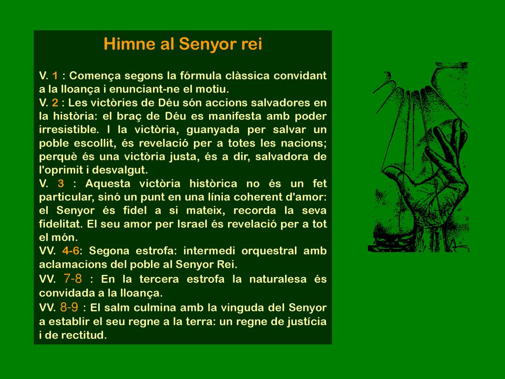 Himne al Senyor rei V. 1 : Comença segons la fórmula clàssica convidant a la lloança i enunciant-ne el motiu.