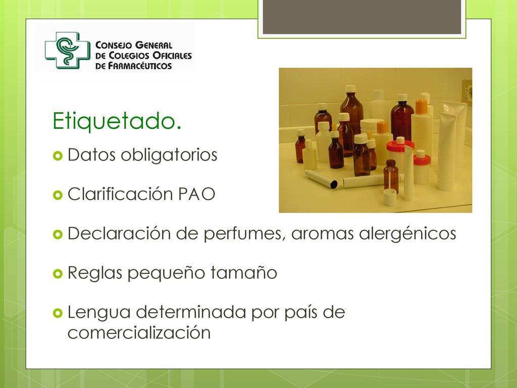 Etiquetado. Datos obligatorios Clarificación PAO