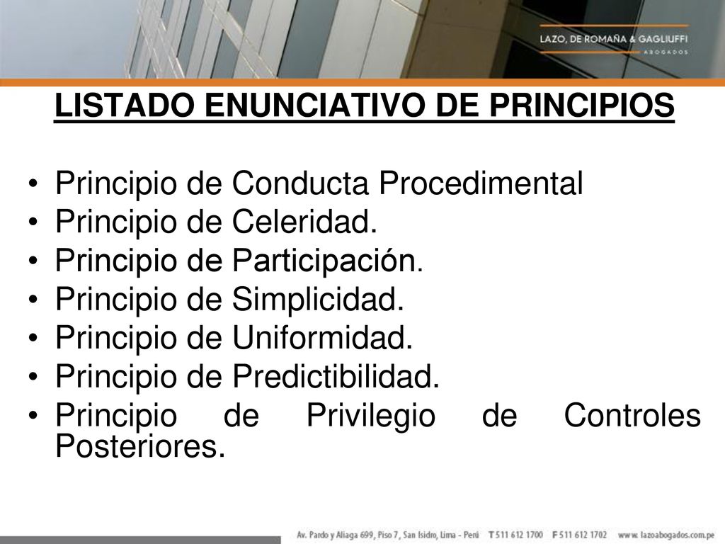 LISTADO ENUNCIATIVO DE PRINCIPIOS